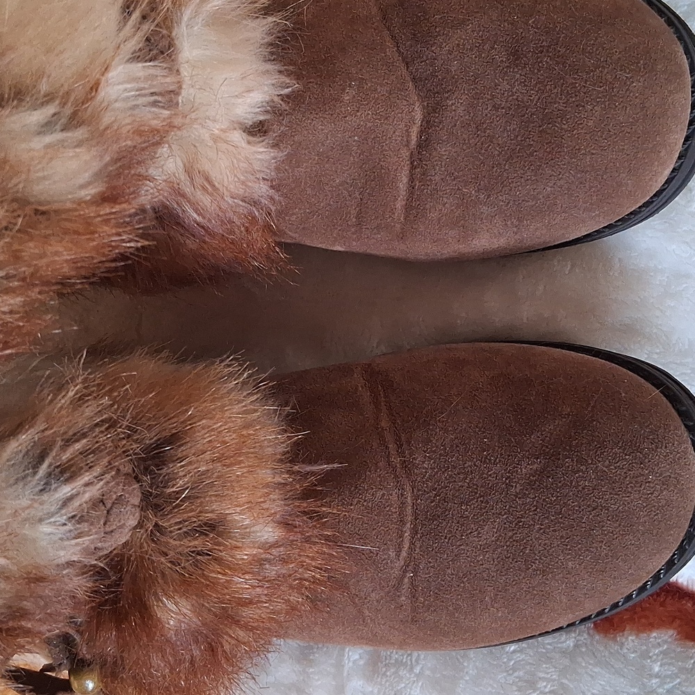 Muk Luks Brown Knit and Faux Fur Boots - Picture 4 of 6